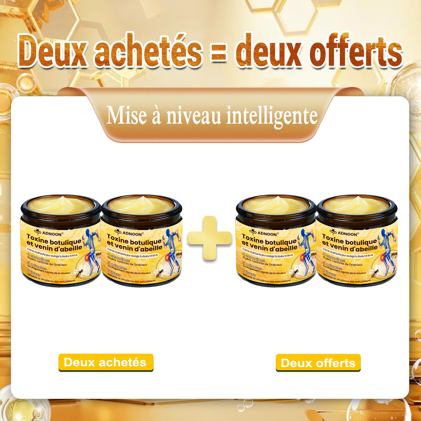 ⏰ Il ne reste plus que 10 pots d’ADNOON® en super promo ! Profitez de 30 % de rabais supplémentaires et avancez vers une vie plus saine. Après, il faudra attendre l’année prochaine !