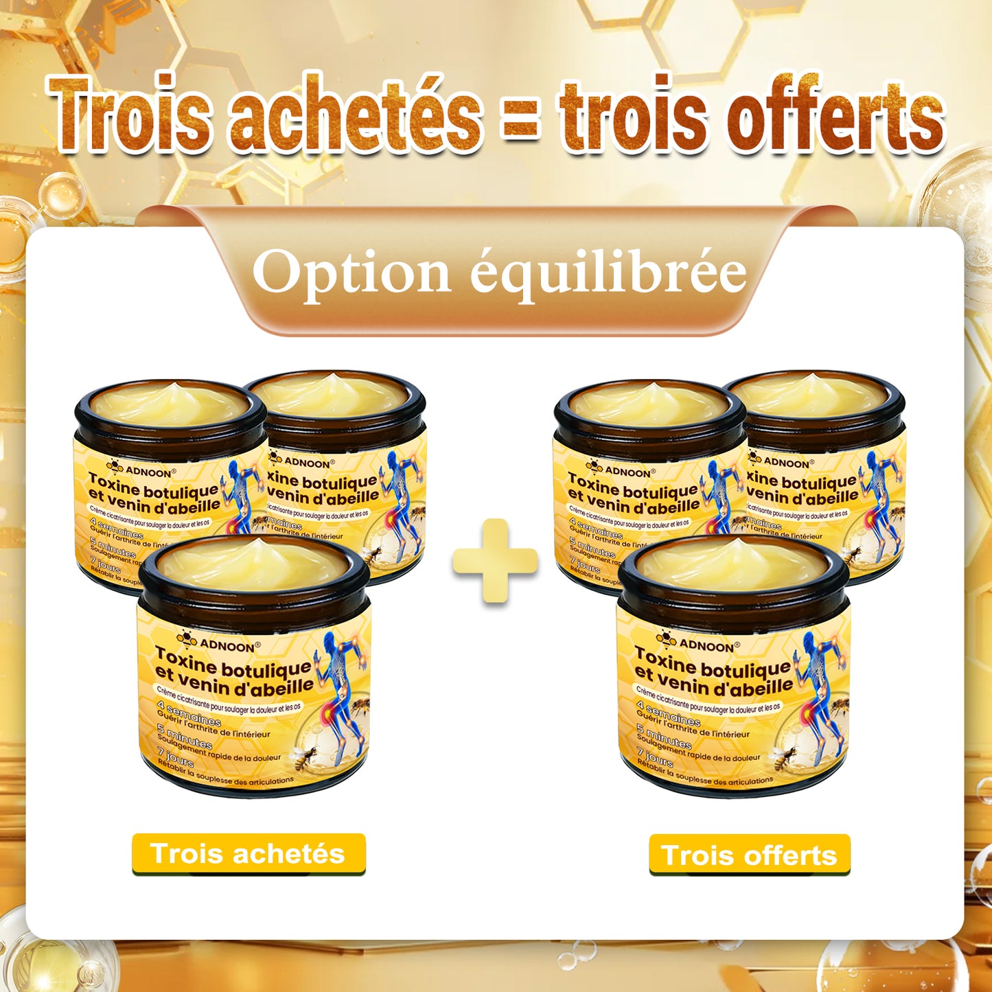 ADNOON®  Crème de guérison des os et de soulagement de la douleur au Botox et venin d'abeille