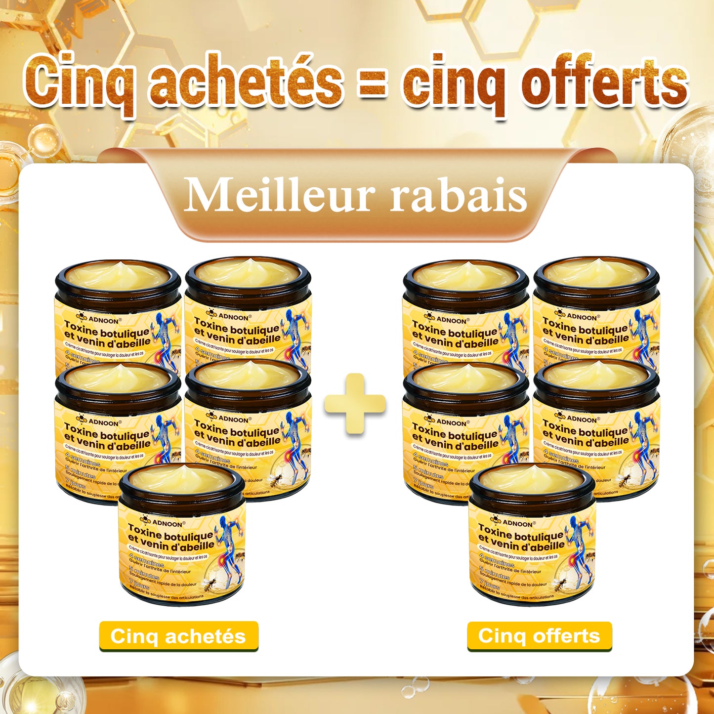 ADNOON®  Crème de guérison des os et de soulagement de la douleur au Botox et venin d'abeille